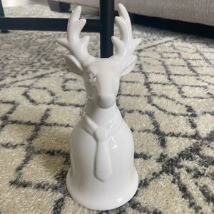 White Ceramic Christmas Reindeer Bell Decor
